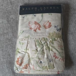 Ralph Lauren Cream Floral Cotton Pillow Sham with Pink & Green Accents